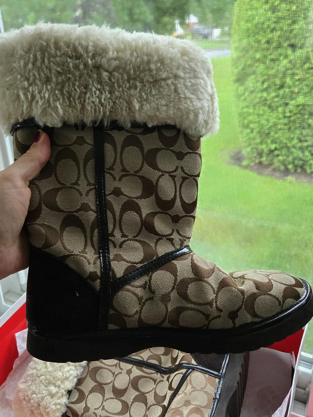 Coach Nikole Signature Shearling Boots